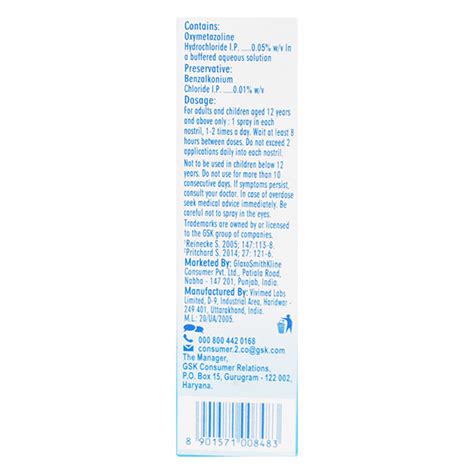 Otrivin Oxy Fast Relief Adult Nasal Spray 10ml - Cureka
