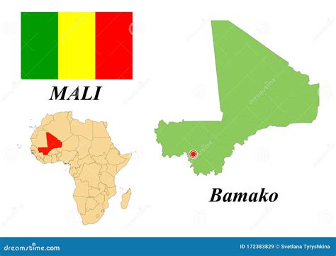 Flag map capital of Mali stock vector. Illustration of africa - 172383829