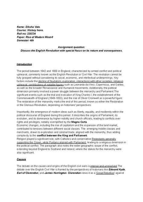 English%20revolution - Name: Diksha Vats Course: History hons. Roll no ...