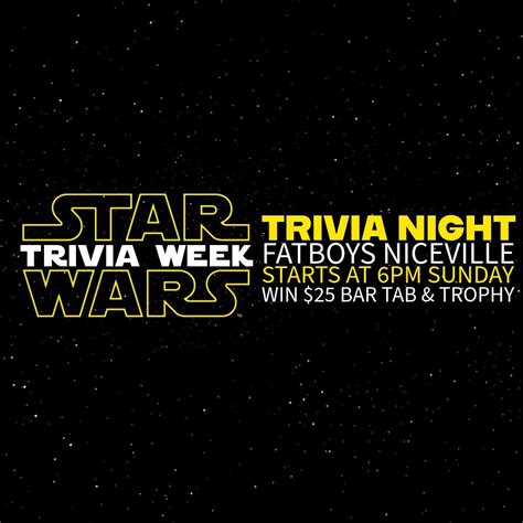 Star Wars Trivia , Fatboys-Niceville FL, 30 November 2025 | AllEvents
