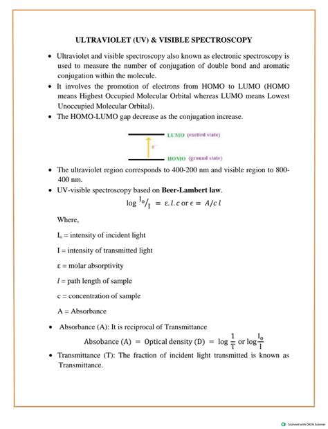 UV and Visible Spectroscopy - General Chemistry - Studocu
