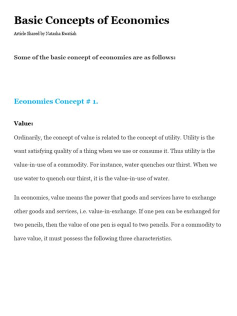 Basic Economics Concepts 的图像结果
