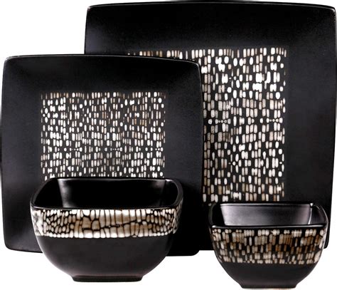 Elama Square Stoneware Pattern Dinnerware Dish Set, India | Ubuy