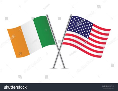 Ireland America Crossed Flags Irish American Stock Vector (Royalty Free ...