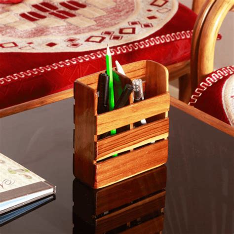 Flipkart.com | Pipal Tree 2 Compartments Pure Teak Wood Pen Stand - Pen ...