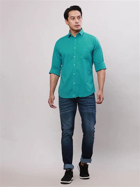 Raymond Men Green Slim Fit Solid Casual Shirt – MyRaymond