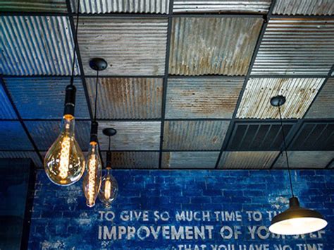 Corrugated Steel Ceiling Panels | Shelly Lighting