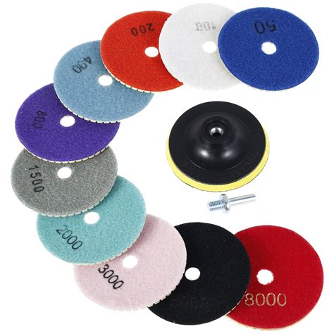 12Pcs Diamond Polishing Pads 4 Inch 50-8000 Grit Diamond Buffing Pads Wet Dry Quick Change ...
