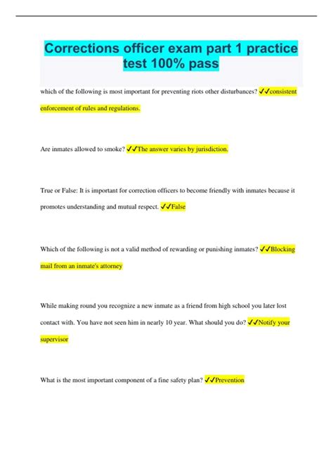 Corrections officer exam part 1 practice test 100% pass - Officer ...