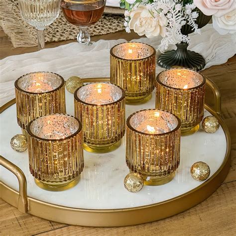 Ribbed Gold Glass Votive Candle Holder (Set of 6) – Kate Aspen