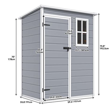 Yitahome | 5x3 ft Gray Resin Outdoor Large Storage Shed with Floor ...