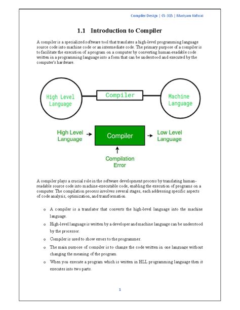 Compiler UNIT-1 Notes - 1 Introduction to Compiler A compiler is a ...