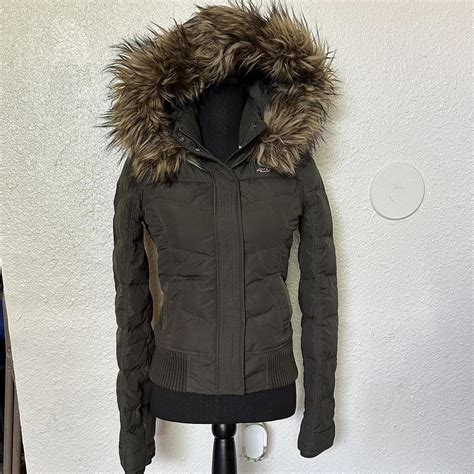 2000s Hollister iconic fur lined hoodie and inside... - Depop