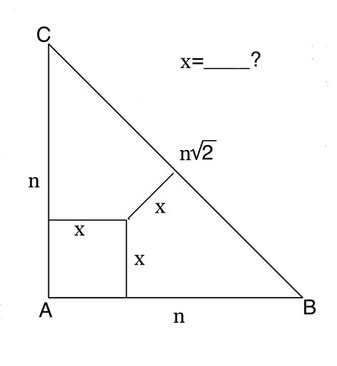 Geometry question: equidistant center point of 45-45-90 triangle ...