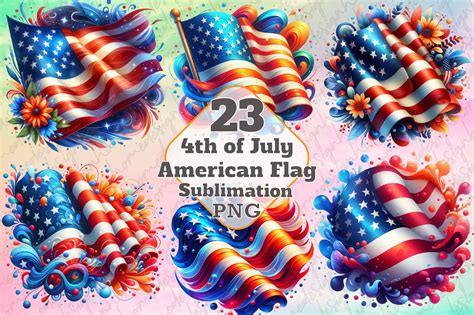4th of July American Flag Clipart Bundle Graphic by SinaCreation ...