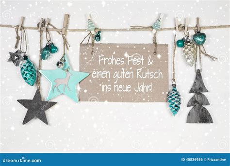 Merry Christmas and a Happy New Year: Xmas Card with German Text Stock Photo - Image of ...