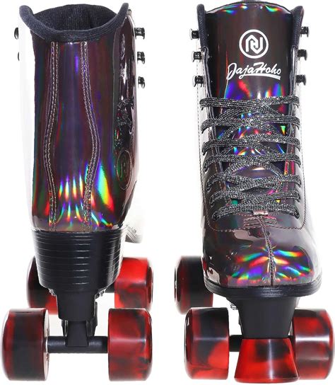 Buy JajaHoho Roller Skates for Women, Black Holographic High Top PU ...