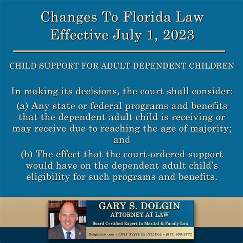 Child Support Adult Dependent Tampa: 2023 Law Changes