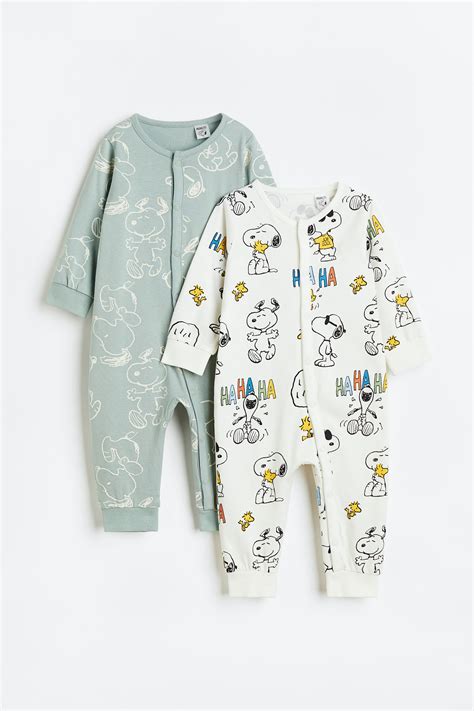 2-pack printed pyjamas - Light green/Snoopy - Kids | H&M IN
