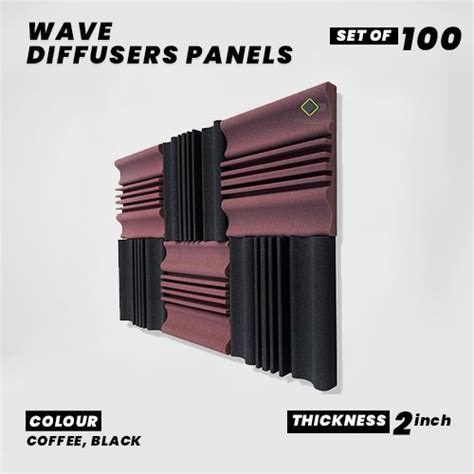 Wave Diffusers Panels - Set of 100 | 1 Sqft, 2" Thick | 50 Density | P ...