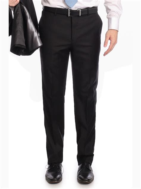 Mens Classic Fit Solid Black Flat Front Wool Dress Pants - Walmart.com