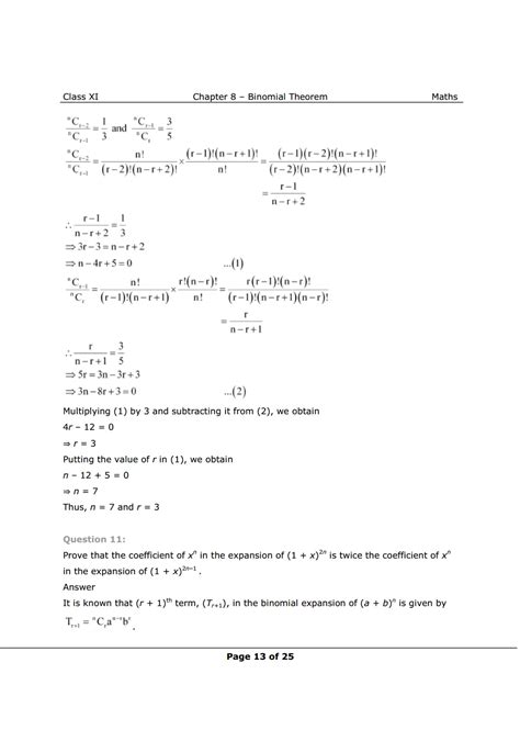 NCERT Solutions for Class 11 Maths chapter 8 - Binomial Theorem
