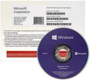 MICROSOFT Windows 10 Professional 64 Bit ( 1 User PC ) New DVD Pack ...