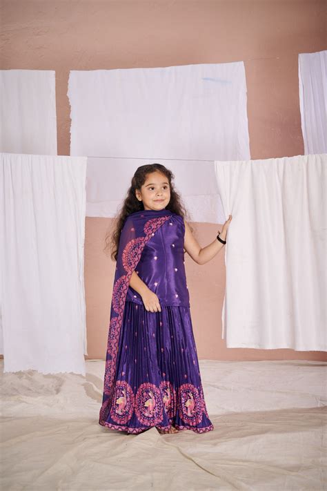 Pre-Order: Purple Kalamkari Lehenga Set– Peonyy Kids