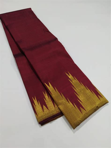 Maroon Temple Border Kanchipuram Silk Saree