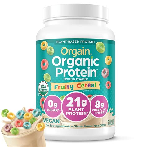 Amazon.com : Orgain Organic Vegan Protein Powder, Fruity Cereal - 21g ...