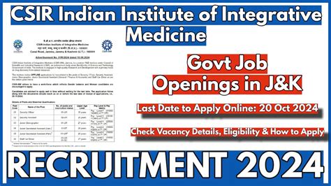 Jammu Kashmir Govt Jobs Recruitment 2024, Salary 19,900 _ 44,900, Apply ...