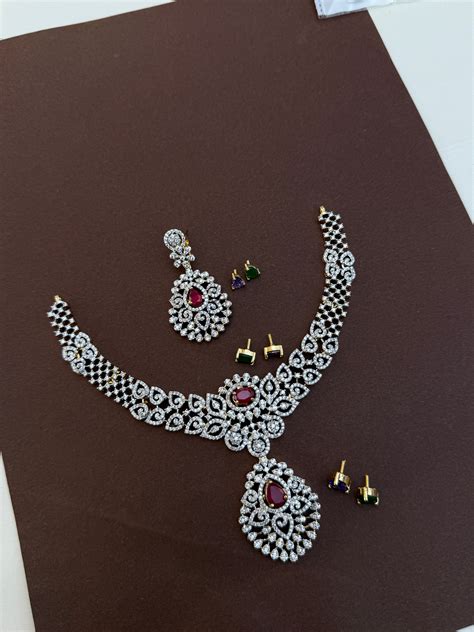 Ns801 diamond finishing changeable neckset 3 colours – yuvicollections.com
