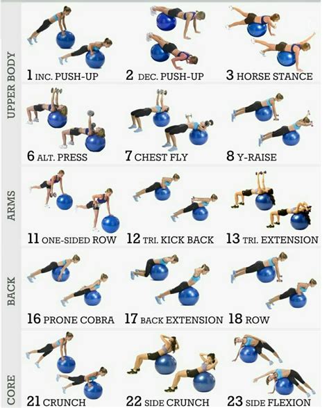 Printable Yoga Ball Exercises | Calendar Hexagon