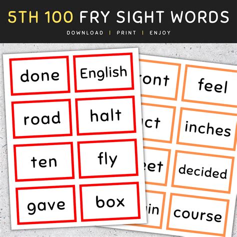 Fry Sight Words Flash Cards: Fry's Fifth 100 Sight Words, 401-500 ...