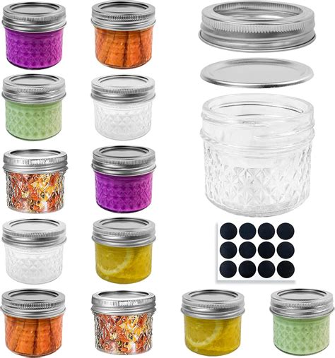 Amazon.com: SRNRUS Small Mason Jars 4 oz with Lids and Bands, 12 Pack ...