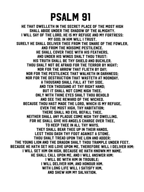 Printable Psalm 91 - Printable Templates Online By Paul Printable