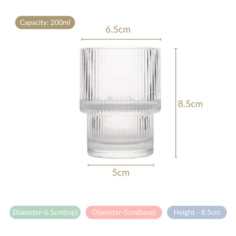 Set Of 6 Stackable Drinking Glasses Ribbed Online - Premium Whiskey ...