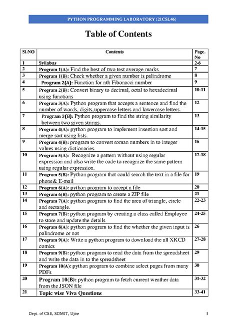 4th Sem VTU Python Lab Manual - Detailed Program Listings and ...