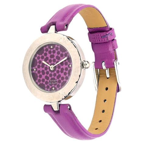 Buy Online Titan Quartz Analog Purple Dial Leather Strap Watch for ...