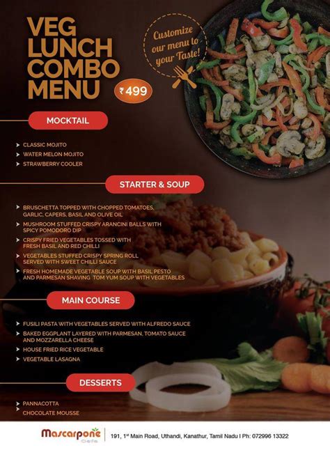 Menu at Mascarpone Cafe, Chennai, 395