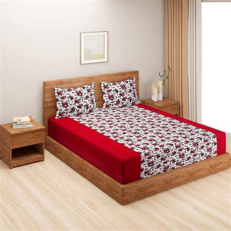 Buy SWAYAM Veda Cotton 160TC Floral Print 3Pcs Queen Bedsheet Set from ...