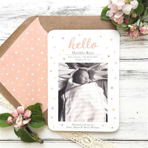 New Baby Photo Birth Announcement Thank You Card By ditsy chic