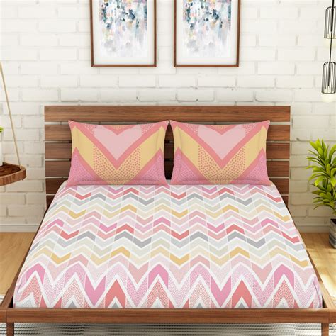Buy SPACES Atrium Printed 3-Piece Double Bedsheet Set - 2.24 m x 2.74 m ...