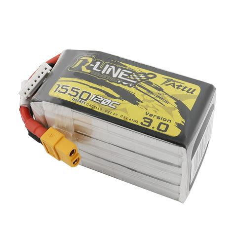 Tattu R-Line Version 3.0 1550mAh 22.2V 120C 6S1P Lipo Battery Pack With ...