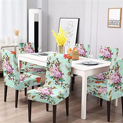 BRIDA Stretchable Floral Geometric Printed Dining Chair Seat Covers ...