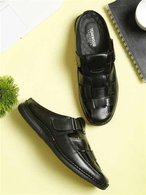 Teakwood Men's Real Leather Black Sandals – Teakwood Leathers