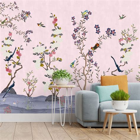 Pink Chinoiserie Pattern Wallpaper | Life n Colors