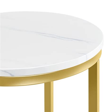 Buy Yaheetech X-Based Faux Marble Side Table with Round Tabletop and ...