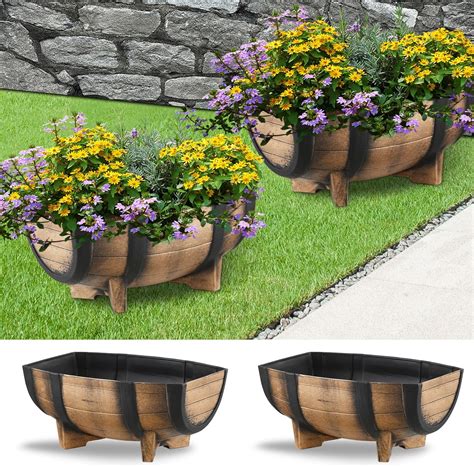 Amazon.com : The HC Companies Whiskey Barrel Planter Bowl - Faux Wooden ...
