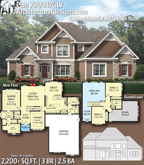 Plan 790037GLV: Traditional House Plan with First Floor Master | Modern ...